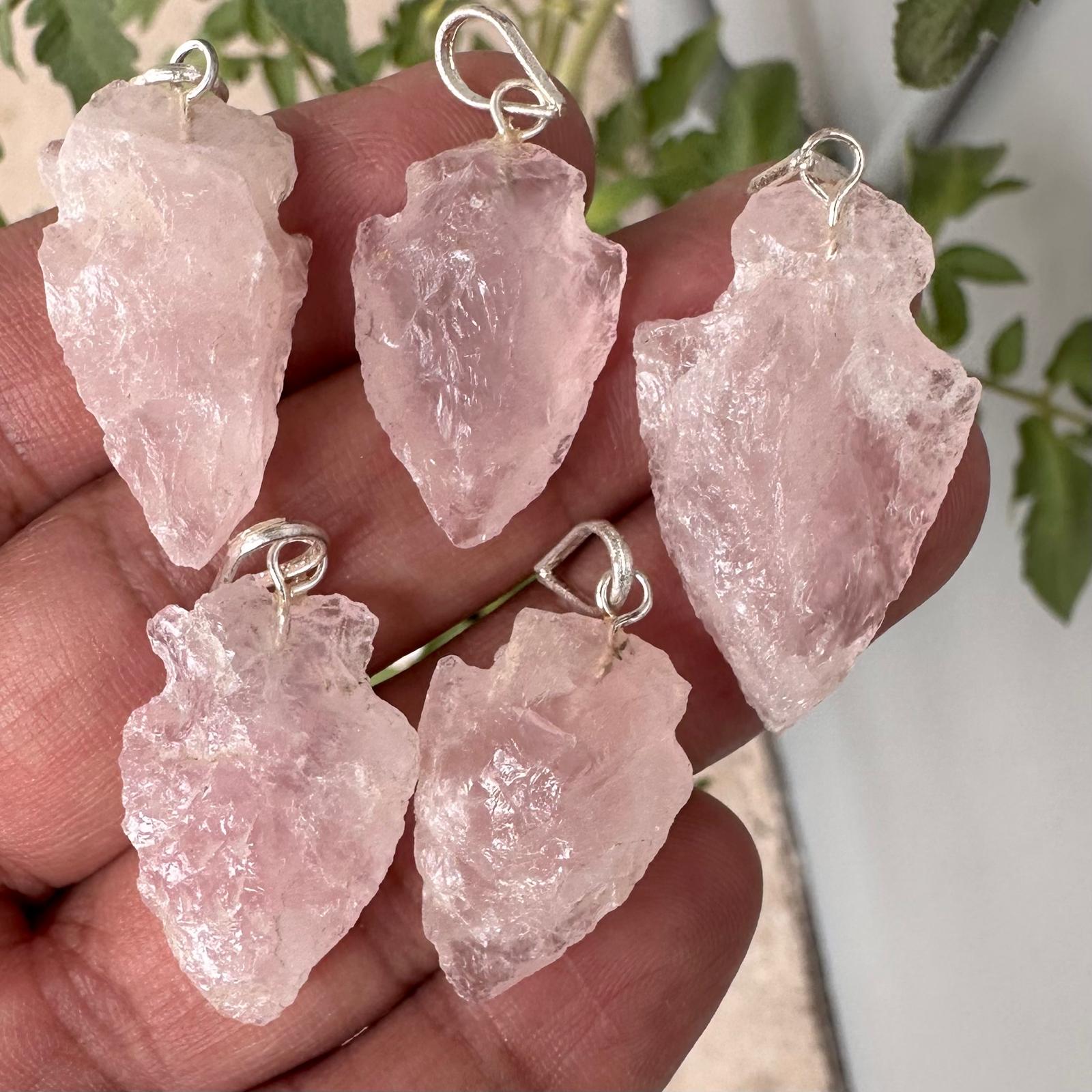 Arrowhead Pendant ~ Rose Qtz ~ 1pc Arrowhead Pendant ~ Rose Qtz ~ 1pc